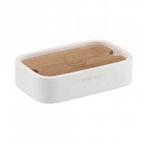 Portasapone d'appoggio serie Giglio resina e bambù per bagno