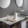 Portasapone d'appoggio serie Giglio resina e bambù per bagno