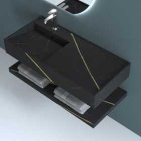 Lavabo Consolle Rangiroa in Art Stone Colore Black e Nut Venato 100 cm Lullaby 