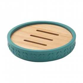 Porta sapone d'appoggio serie Pucket in resina e bambu' per bagno