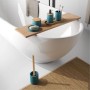 Porta scopino serie Pucket d'appoggio in resina e bambu' per bagno