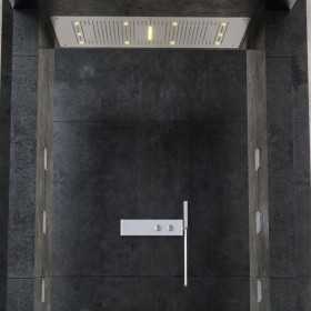 Soffione Doccia Rettangolare a LED ad Incasso a Soffitto Cromo Lucido Ix Box Shower 