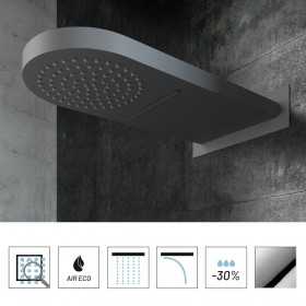 Soffione Doccia Round a Parete Cascata in Acciaio Inox Nero 30 mm Ix Box Shower 
