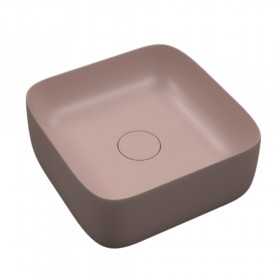 Lavabo da Appoggio Meg Quadrato in Ceramica Rosa Opaco Lullaby 