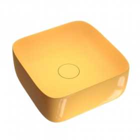 Lavabo da Appoggio Meg Quadrato in Ceramica Miele Lucido Lullaby 