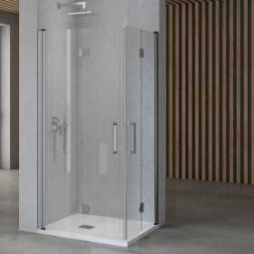 Porta Pieghevole Per Nicchia Doccia Edera Cristallo Temperato 6 Millimetri Chrome