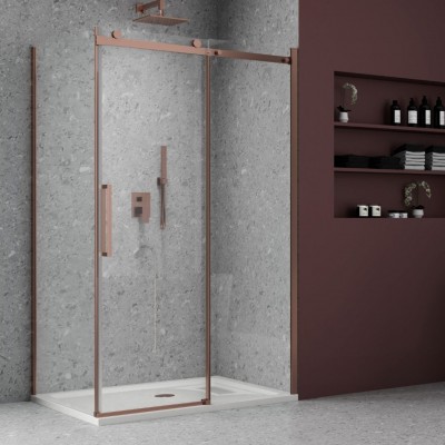 Ix Box Shower Lato fisso per  Barclay BMA920GDR Cristallo 8 millimetri Oro Rosa Lucido