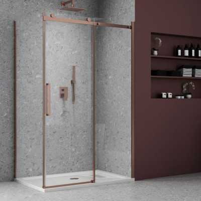 Lato fisso per Barclay BMA920GDR Cristallo 8 millimetri Oro Rosa Lucido Ix Box Shower