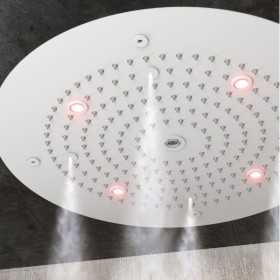 Soffione Doccia a LED ad Incasso a Soffitto Bianco Opaco Tondo mm 400 Ix Box Shower 