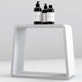 Sgabello Foxy Sala Bagno Benessere Art Stone Bianco Opaco 42x22x42