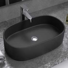 Giordan Lavabo da Appoggio Ovale in Ceramica Nero Opaco 56x35x14 cm