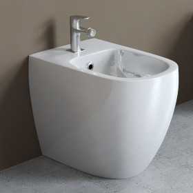 Apple Bidet Ceramica a Pavimento Filo Parete Colore Bianco Lucido