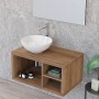 Base portalabo a giorno Variant finitura rovere nobilitato con top per lavabo