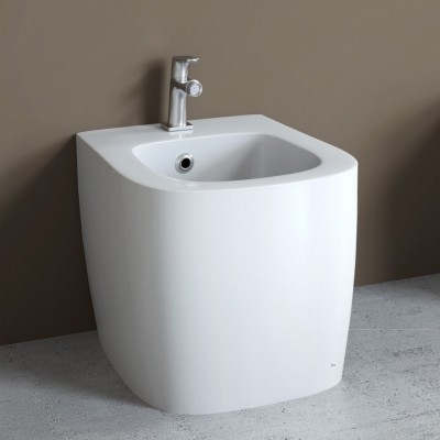 Bidet Time Ceramica a Pavimento Filo Parete Colore Bianco Lucido