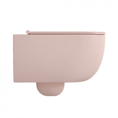 Bloom Vaso Ceramica Sospeso Scarico a Parete Senza Brida Colore Rosa Opaco 