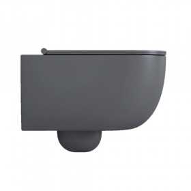 Vaso Bloom Ceramica Sospeso Scarico a Parete Senza Brida Antracite Opaco 