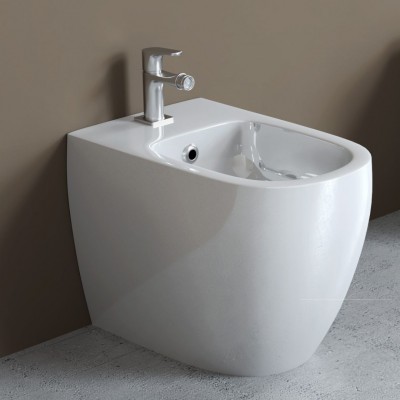 Bidet Ceramica a Pavimento Filo Parete Colore Bianco Lucido modello People