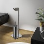 Piantana porta rotolo e porta scopino per il bagno inox cromo lucido serie Pianosa