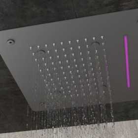 Soffione Doccia Quadrato a LED ad Incasso a Soffitto Nero Opaco Ix Box Shower 