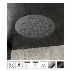 Soffione a Soffitto Tondo in Acciaio Inox Nero Opaco 2 millimetri Ix Box Shower 