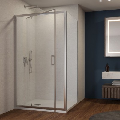 Lato Fisso per Porta Battente Clivia LFS019T 6 Millimetri Chrome Ix Box Shower 