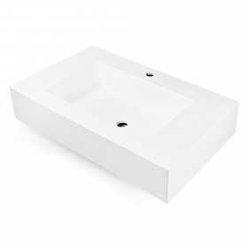 Top Lavabo Sospeso Gaia in Marmo Resina Finitura Asfalto colore Bianco Lullaby 