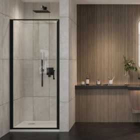 Ix Box Shower Porta Doccia Battente Euthalia S111BK Cristallo 6 Millimetri Nero