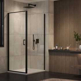 Ix Box Shower Lato Fisso per Porta Battente Euthalia LFS111BK 6 Millimetri Nero