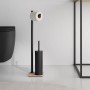 Piantana portarotolo e scopino per il bagno colore nero opaco e cromo spazzolato serie Pantelleria