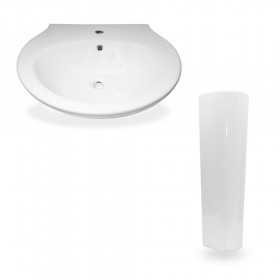 Lavabo più colonna in ceramica a pavimento Duck