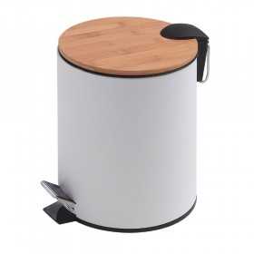 Cestino serie Ponza getta carte in metallo e bambu' colore bianco opaco 5 litri