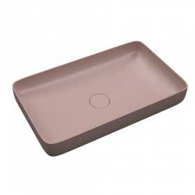 Lavabo da Appoggio Bloom Rettangolare in Ceramica Rosa Opaco Lullaby