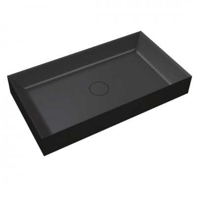 Lavabo da Appoggio Spy Rettangolare in Ceramica Nero Opaco Lullaby