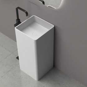 Lavabo Quadrato Free Standing Zuri in Art Stone Colore Bianco Opaco Lullaby 