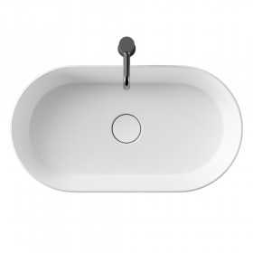 Lavabo da Appoggio Line Ovale in Ceramica Bianco Opaco Lullaby