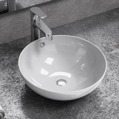 Gavin Lavabo Ceramica Appoggio Bianco Lucido 42x42x17,5 cm