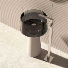 Lavabo Free Standing Icon Momentum Ciotola Quarzo Fume e Base Bianca Lullaby 
