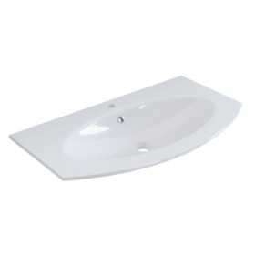 Lavabo Ginevra curvo in resina ad incasso vasca singola ad incasso