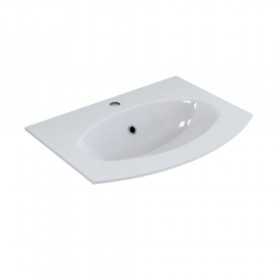 Lavabo Diana in resina ad incasso vasca singola ad incasso frontale curvo