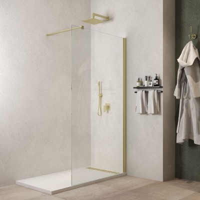 Parete Doccia Walk In Gardenia W901SG Cristallo 8 mm Oro Satinato Ix Box Shower 