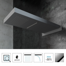 Soffione Doccia Square Parete Cascata in Acciaio Inox Nero 30 mm Ix Box Shower 