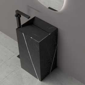 Lavabo Free Standing Lagoon in Art Stone Colore Nero e Bianco Venato Lullaby 