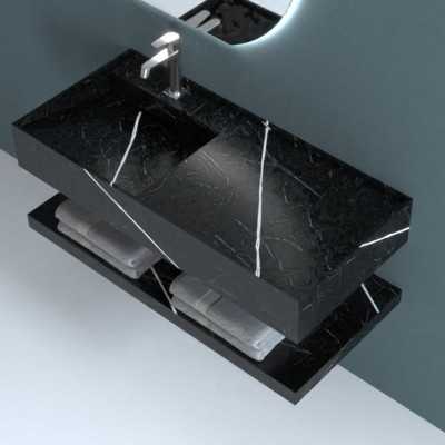 Lavabo Consolle Rangiroa in Art Stone Colore Black e White Venato 100 cm Lullaby 