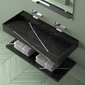 Lavabo Consolle Raiatea in Art Stone Colore Black e White Venato 120 cm Lullaby 