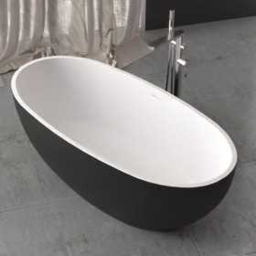 Vasca Free Standing Hulhule in Art Stone Colore Nero e Bianco Opaco Lullaby 