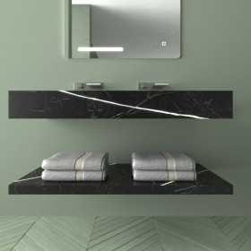 Mensola Inferiore per Lavabo Consolle Raiatea in Art Stone Colore Black e White Venato 120 cm Lullaby 