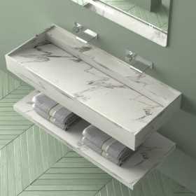 Mensola Inferiore per Lavabo Consolle Raiatea in Art Stone Colore White Venato 120 cm Lullaby 
