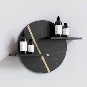 Loop Porta Mensole a Parete Art Stone Black/Nut Venato 48x12x36