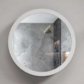 Herman Mirror Specchio Tondo Cornice Art Stone Bianco Opaco