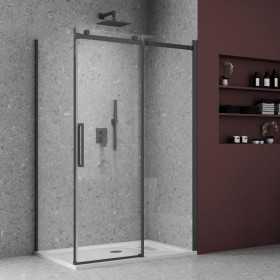 Ix Box Shower Lato fisso Ibisco LFSBMA901BK Cristallo 8 millimetri Nero